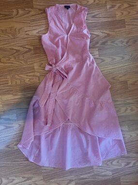 Who What Wear Red Striped Tie-Waist Dress